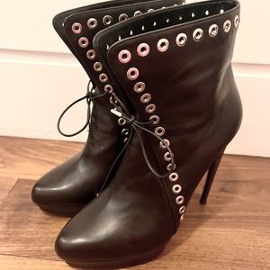 Alexander McQueen Leather Booties with Silver studs